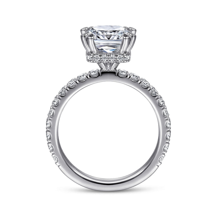Gabriel & Co. ER14649C8W44JJ 14K White Gold Hidden Halo Cushion Cut Diamond Engagement Ring
