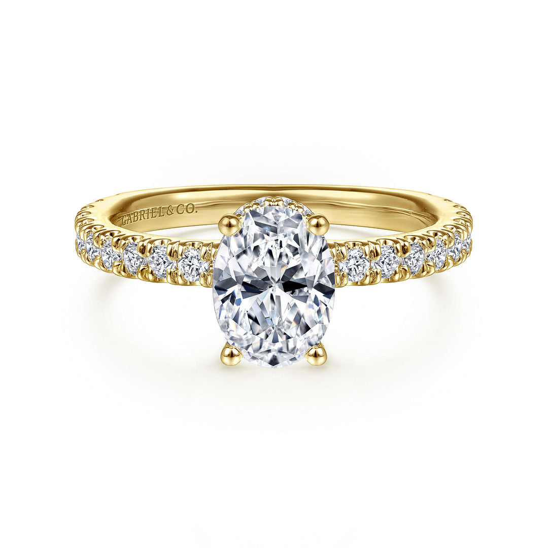 Gabriel & Co. ER14649O4Y44JJ 14K Yellow Gold Hidden Halo Oval Diamond Engagement Ring