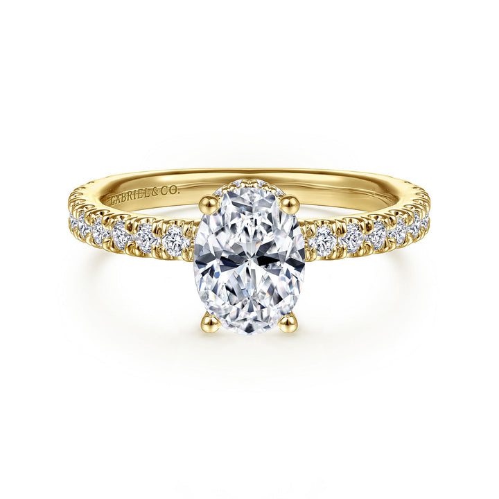 Gabriel & Co. ER14649O4Y44JJ 14K Yellow Gold Hidden Halo Oval Diamond Engagement Ring