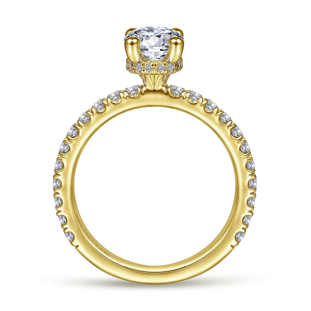 Gabriel & Co. ER14649O4Y44JJ 14K Yellow Gold Hidden Halo Oval Diamond Engagement Ring