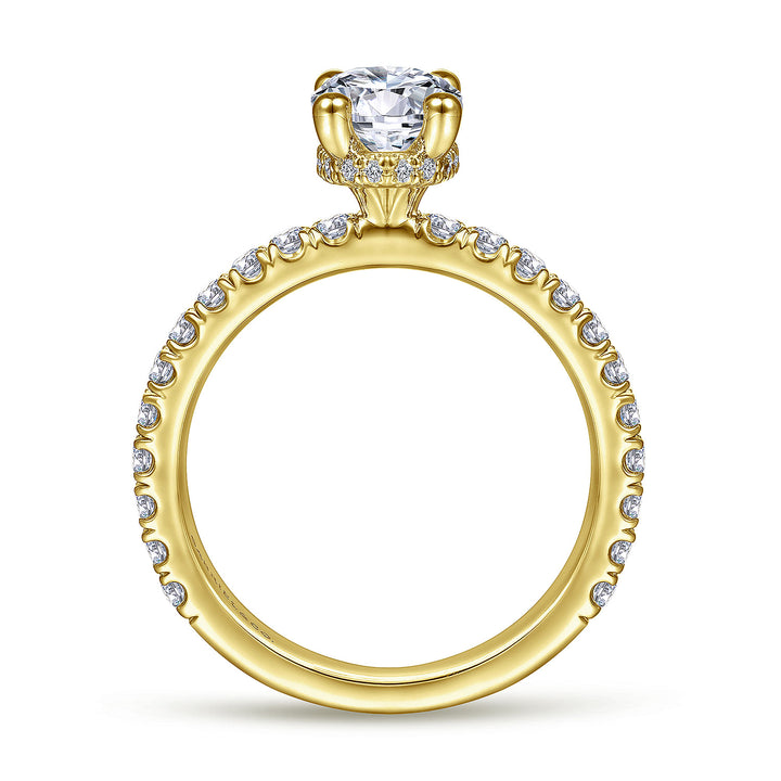 Gabriel & Co. ER14649O4Y44JJ 14K Yellow Gold Hidden Halo Oval Diamond Engagement Ring