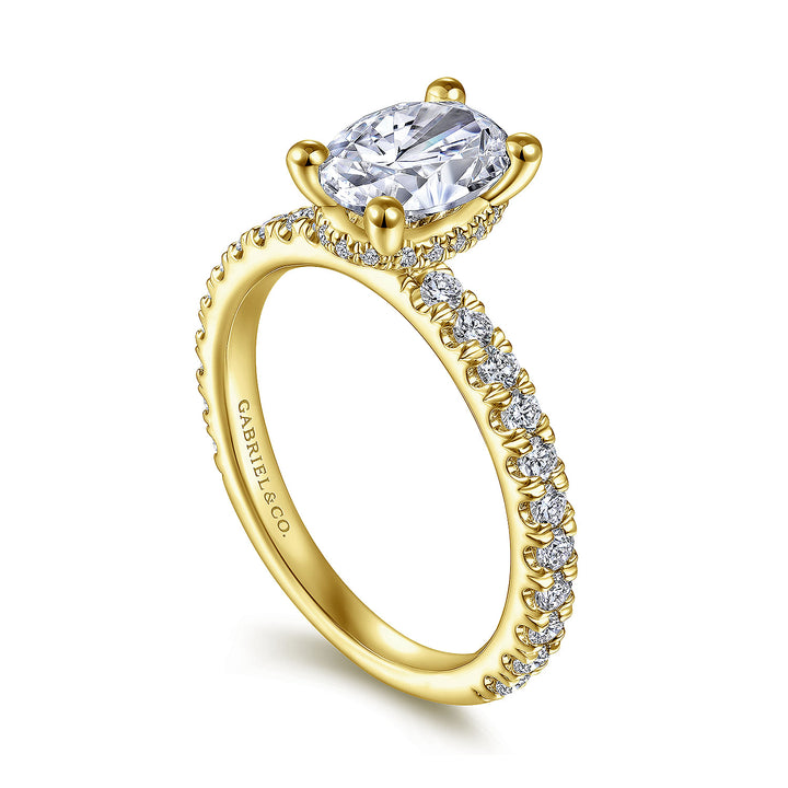 Gabriel & Co. ER14649O4Y44JJ 14K Yellow Gold Hidden Halo Oval Diamond Engagement Ring