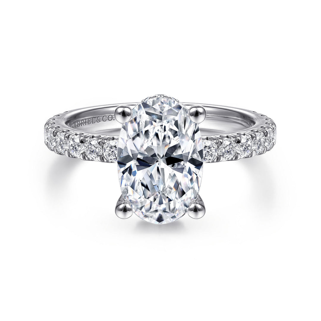 Gabriel & Co. ER14649O8W44JJ 14K White Gold Hidden Halo Oval Diamond Engagement Ring