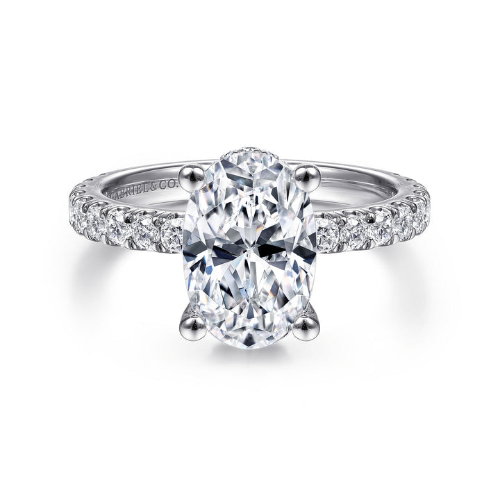 Gabriel & Co. ER14649O8W44JJ 14K White Gold Hidden Halo Oval Diamond Engagement Ring