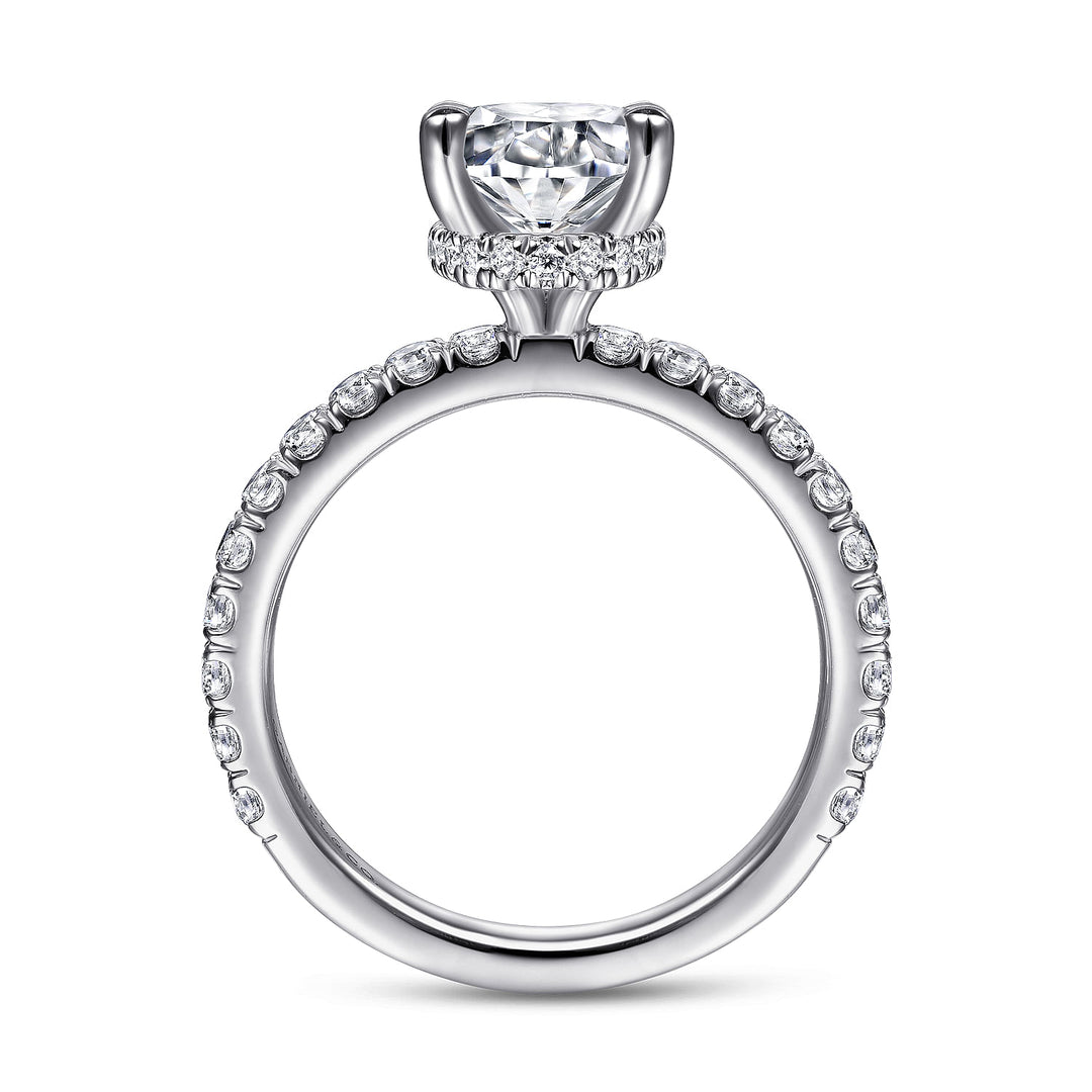 Gabriel & Co. ER14649O8W44JJ 14K White Gold Hidden Halo Oval Diamond Engagement Ring