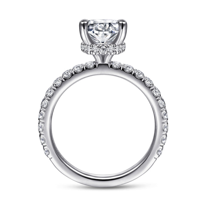 Gabriel & Co. ER14649O8W44JJ 14K White Gold Hidden Halo Oval Diamond Engagement Ring