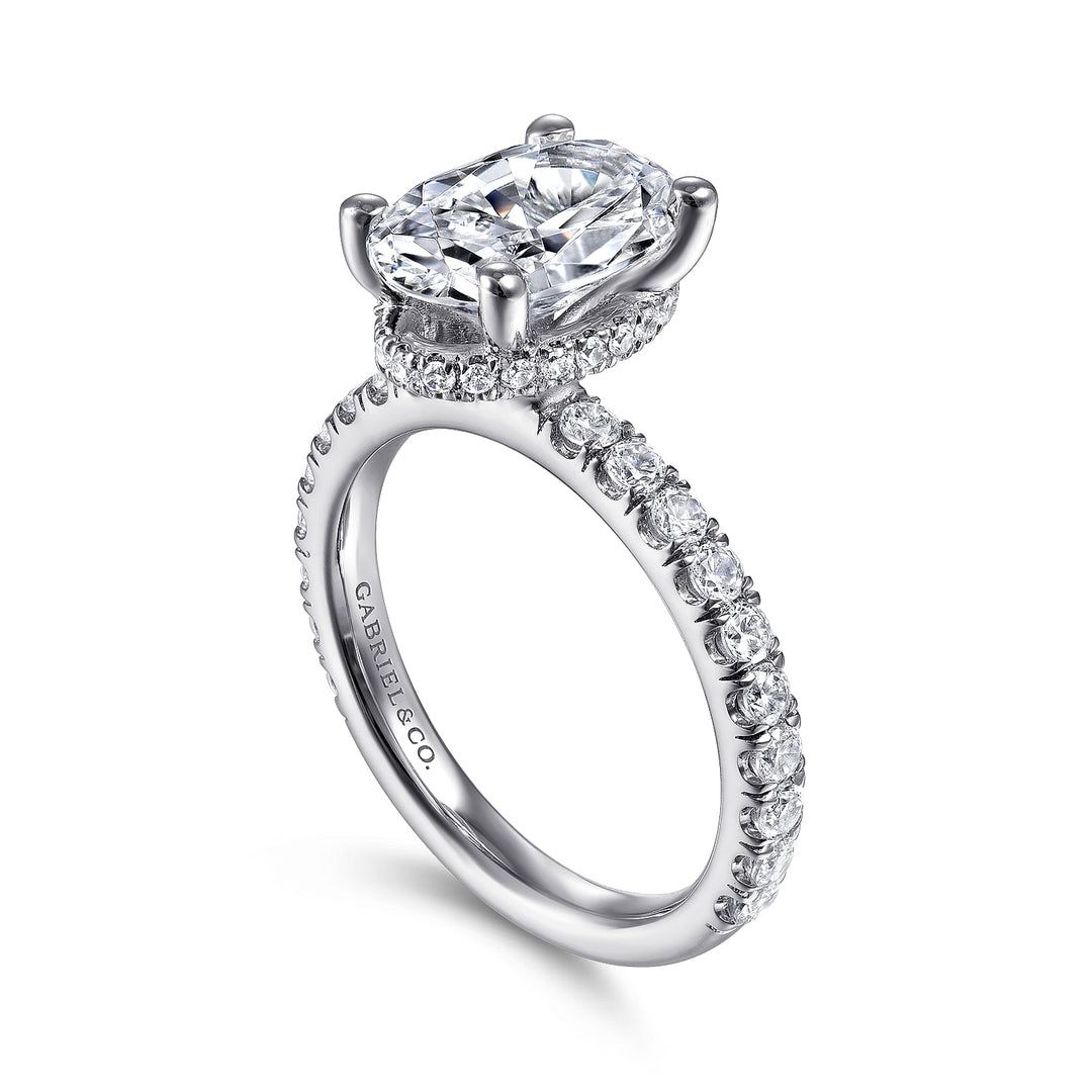 Gabriel & Co. ER14649O8W44JJ 14K White Gold Hidden Halo Oval Diamond Engagement Ring