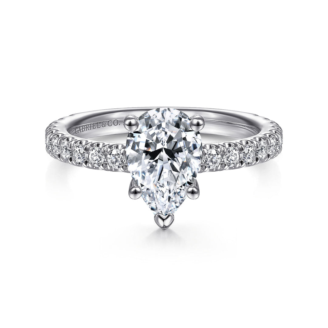 Gabriel & Co. ER14649P4W44JJ 14K White Gold Hidden Halo Pear Shape Diamond Engagement Ring