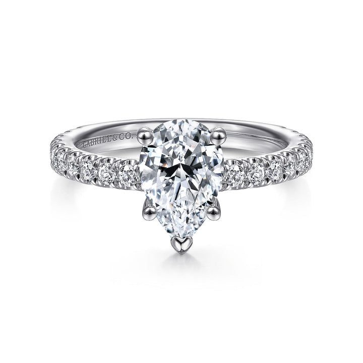 Gabriel & Co. ER14649P4W44JJ 14K White Gold Hidden Halo Pear Shape Diamond Engagement Ring