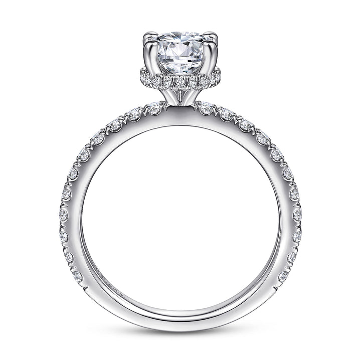 Gabriel & Co. ER14649R4W44JJ 14K White Gold Hidden Halo Round Diamond Engagement Ring
