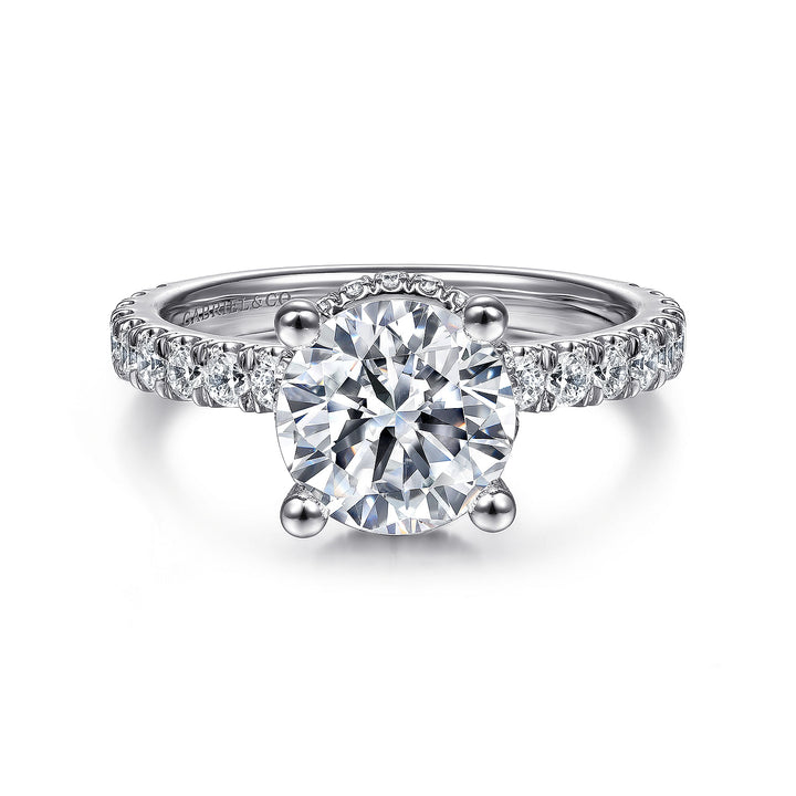 Gabriel & Co. ER14649R8W44JJ 14K White Gold Hidden Halo Round Diamond Engagement Ring