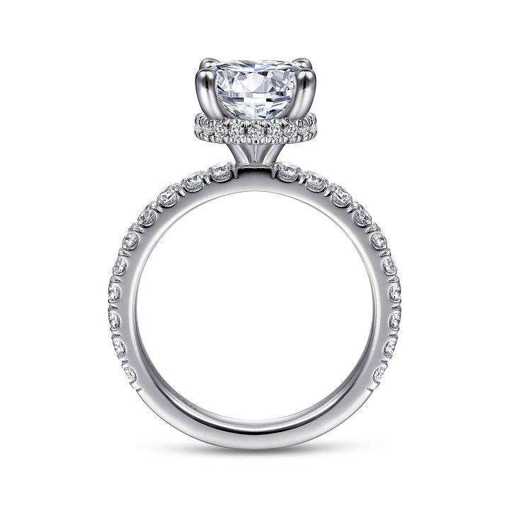Gabriel & Co. ER14649R8W44JJ 14K White Gold Hidden Halo Round Diamond Engagement Ring