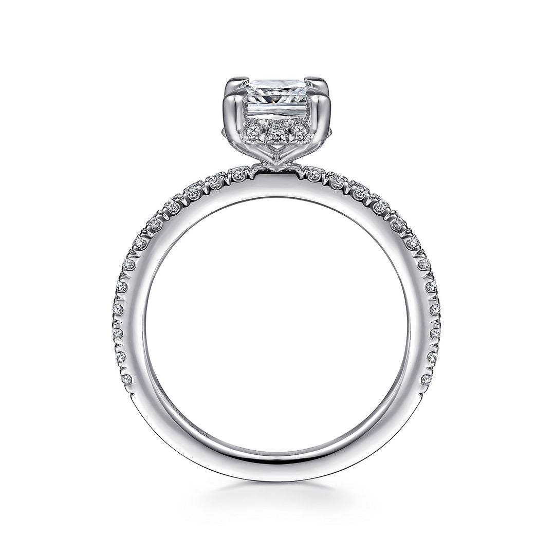 Gabriel & Co. ER14719C4W44JJ 14K White Gold Hidden Halo Cushion Cut Diamond Engagement Ring