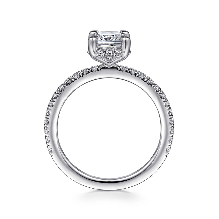 Gabriel & Co. ER14719C4W44JJ 14K White Gold Hidden Halo Cushion Cut Diamond Engagement Ring
