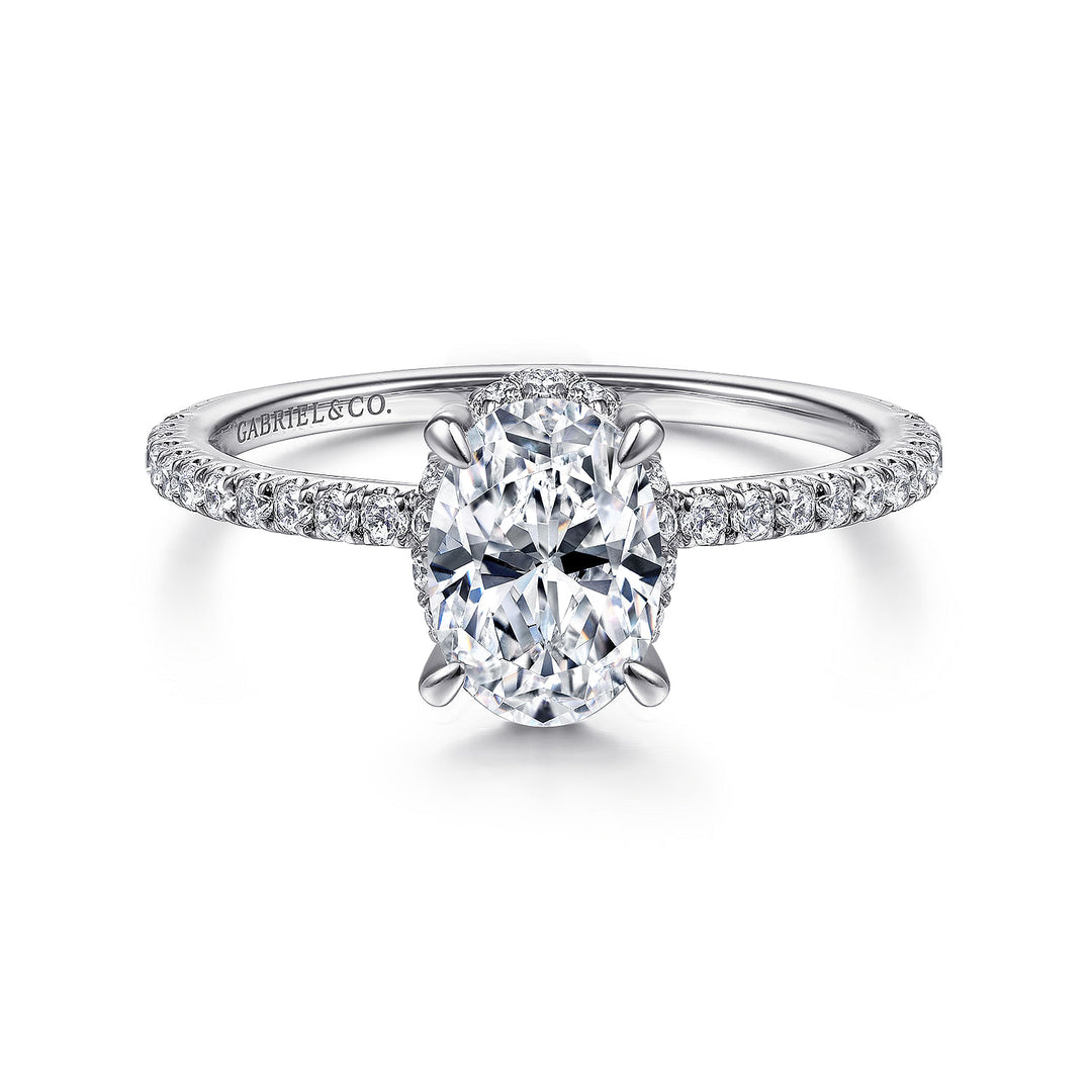 Gabriel & Co. ER14719O4W44JJ 14K White Gold Hidden Halo Oval Diamond Engagement Ring