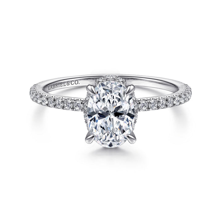 Gabriel & Co. ER14719O4W44JJ 14K White Gold Hidden Halo Oval Diamond Engagement Ring