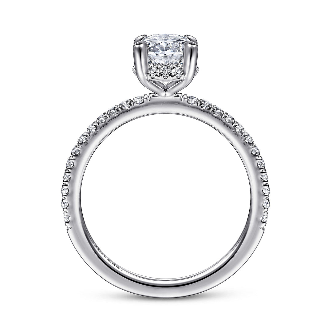 Gabriel & Co. ER14719O4W44JJ 14K White Gold Hidden Halo Oval Diamond Engagement Ring