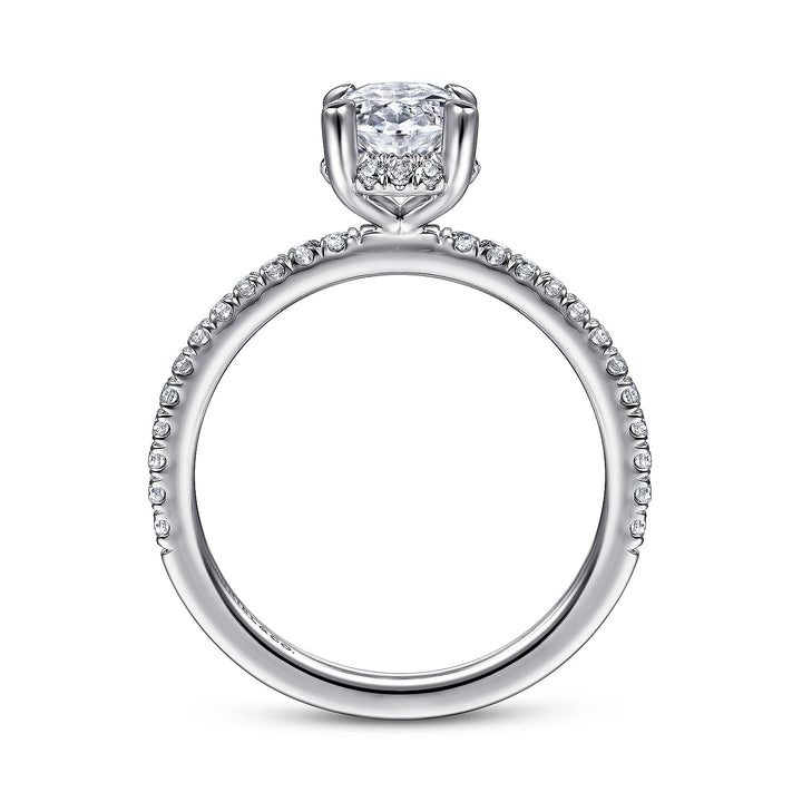 Gabriel & Co. ER14719O4W44JJ 14K White Gold Hidden Halo Oval Diamond Engagement Ring