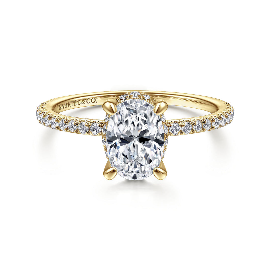 Gabriel & Co. ER14719O4Y44JJ 14K Yellow Gold Hidden Halo Oval Diamond Engagement Ring
