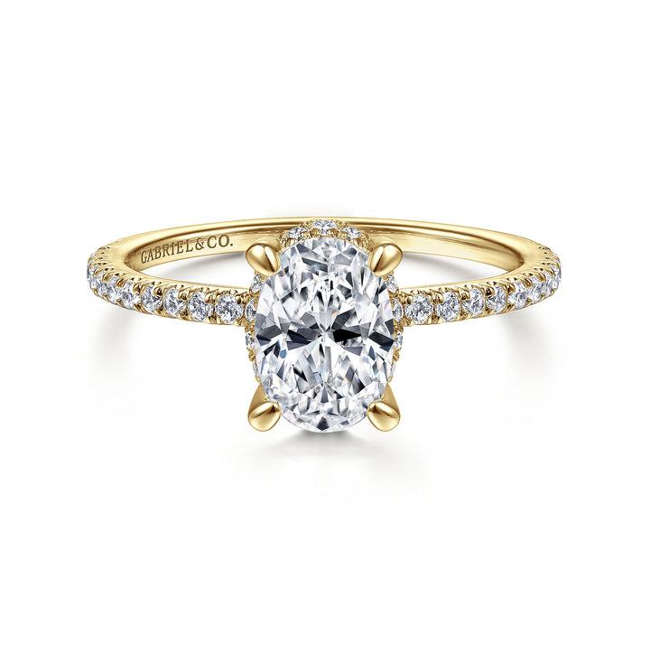 Gabriel & Co. ER14719O4Y44JJ 14K Yellow Gold Hidden Halo Oval Diamond Engagement Ring