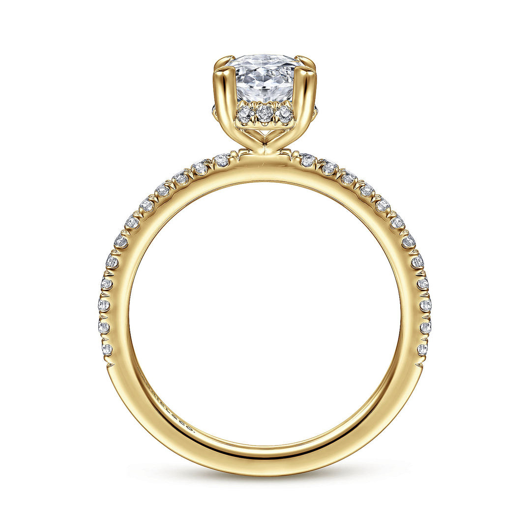 Gabriel & Co. ER14719O4Y44JJ 14K Yellow Gold Hidden Halo Oval Diamond Engagement Ring