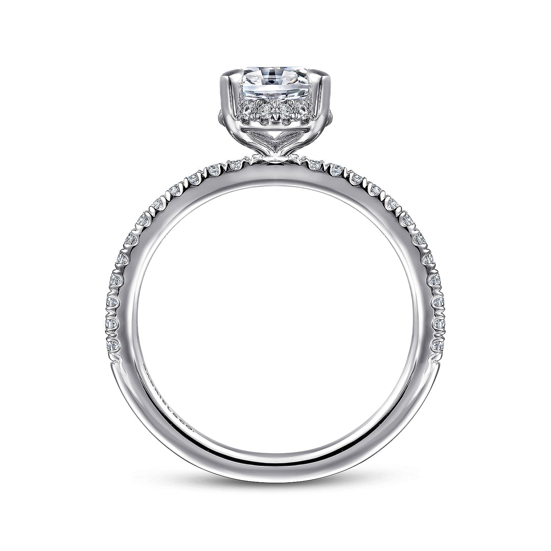 Gabriel & Co. ER14719O6W44JJ 14K White Gold Hidden Halo Oval Diamond Engagement Ring