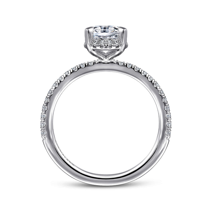 Gabriel & Co. ER14719O6W44JJ 14K White Gold Hidden Halo Oval Diamond Engagement Ring