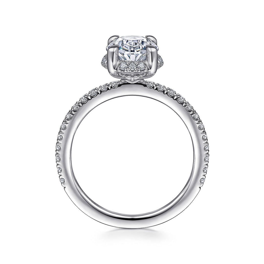 Gabriel & Co. ER14719O8W44JJ 14K White Gold Hidden Halo Oval Diamond Engagement Ring