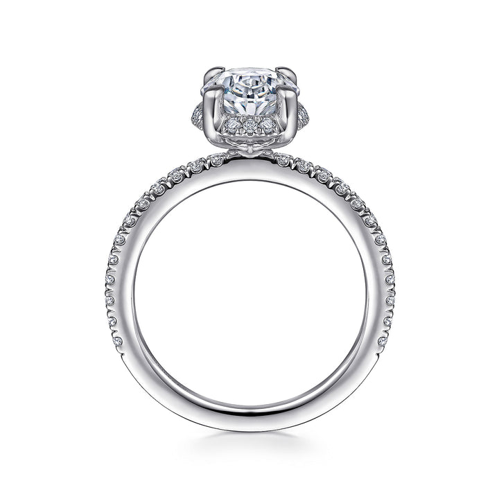 Gabriel & Co. ER14719O8W44JJ 14K White Gold Hidden Halo Oval Diamond Engagement Ring