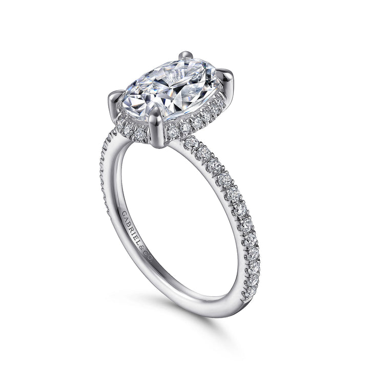 Gabriel & Co. ER14719O8W44JJ 14K White Gold Hidden Halo Oval Diamond Engagement Ring