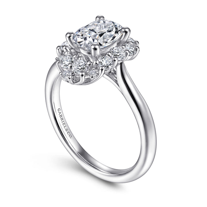 Gabriel & Co. ER14722O4W44JJ 14K White Gold Oval Halo Diamond Engagement Ring