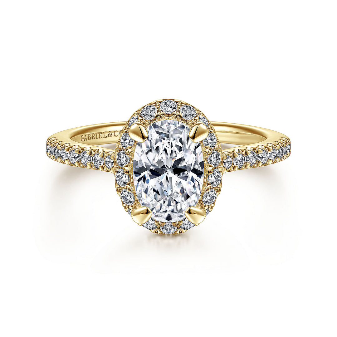 Gabriel & Co. ER14725O4Y44JJ 14K Yellow Gold Oval Halo Diamond Engagement Ring