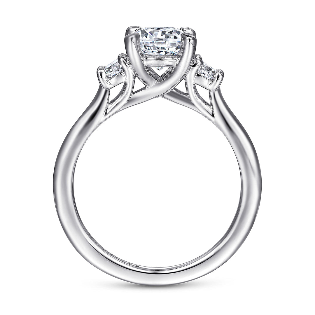Gabriel & Co. ER14745R4W44JJ 14K White Gold Round 3 Stone Diamond Engagement Ring