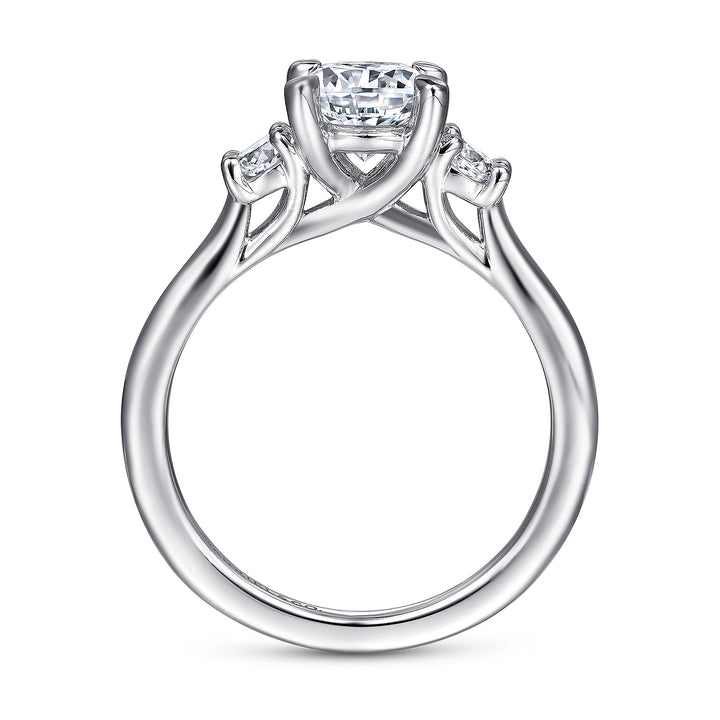 Gabriel & Co. ER14745R4W44JJ 14K White Gold Round 3 Stone Diamond Engagement Ring
