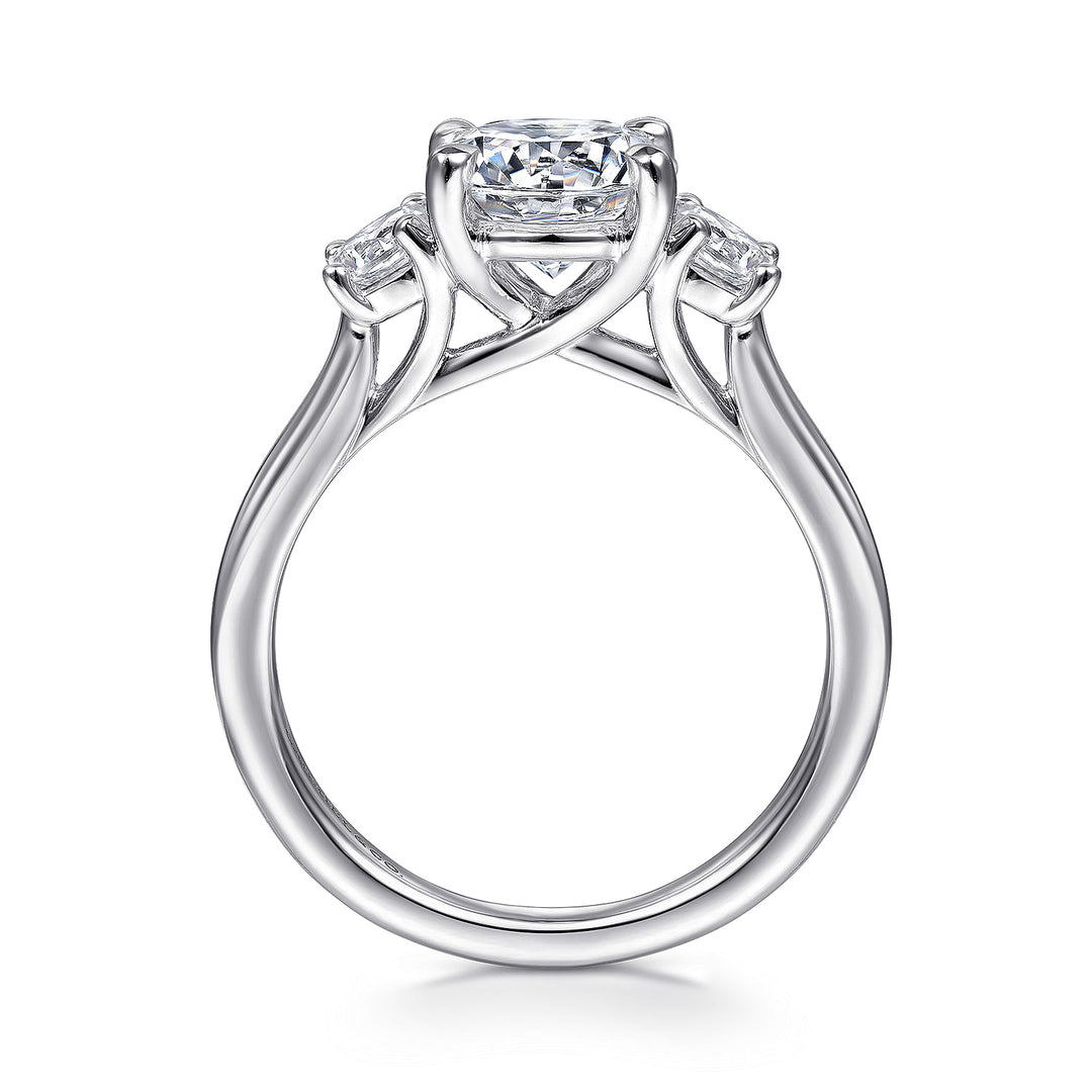 Gabriel & Co. ER14745R6W44JJ 14K White Gold Round 3 Stone Diamond Engagement Ring
