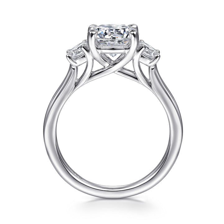Gabriel & Co. ER14745R6W44JJ 14K White Gold Round 3 Stone Diamond Engagement Ring