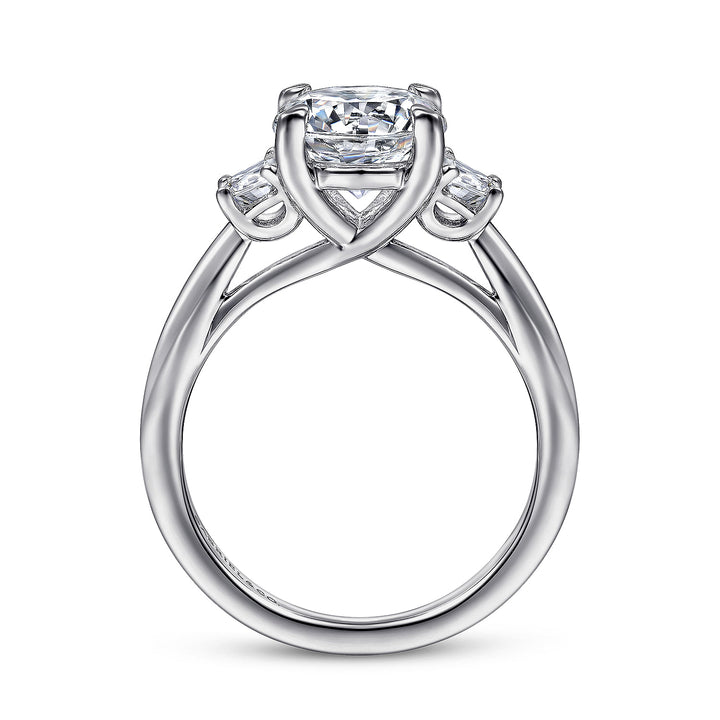 Gabriel & Co. ER14793R8W43JJ 14K White Gold Round 3 Stone Diamond Engagement Ring