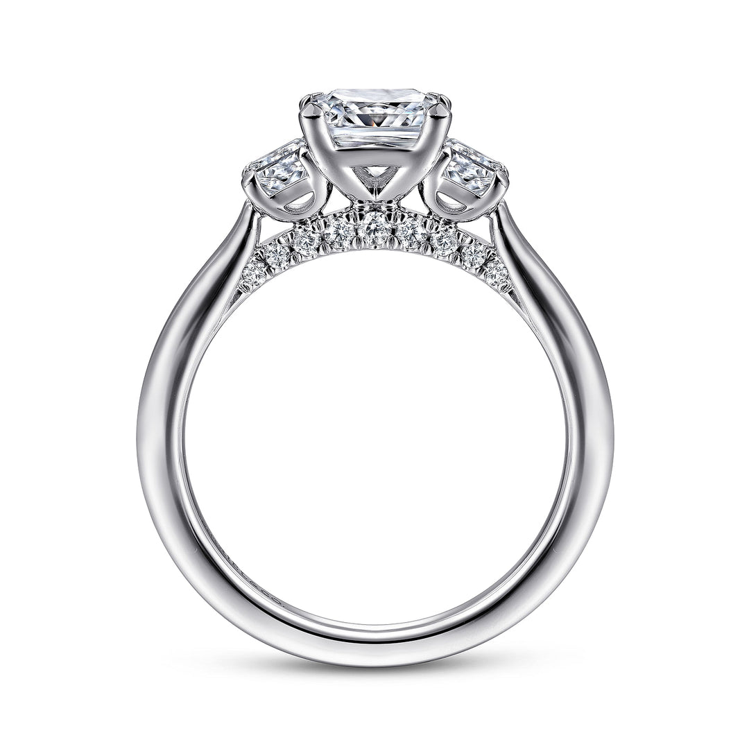Gabriel & Co. ER14795S4W44JJ 14K White Gold Princess Cut Three Stone Diamond Engagement Ring