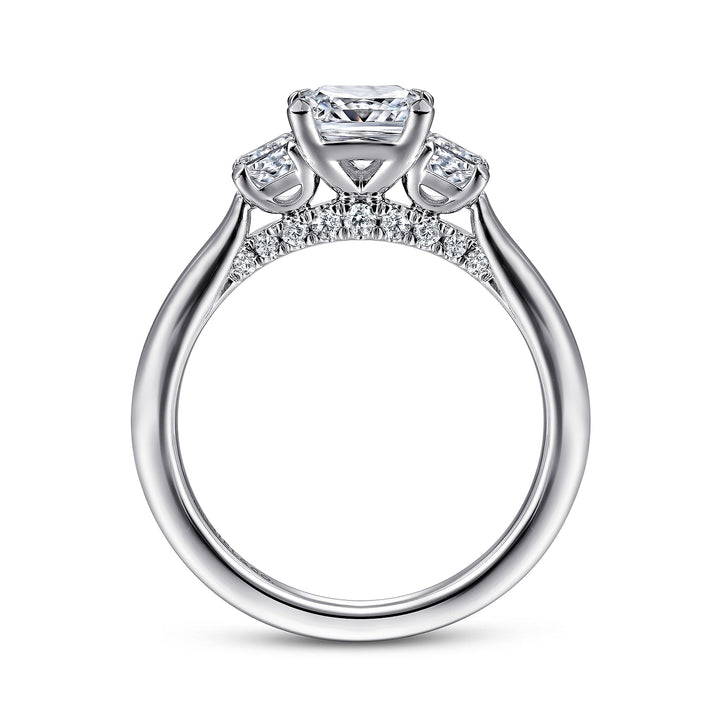 Gabriel & Co. ER14795S4W44JJ 14K White Gold Princess Cut Three Stone Diamond Engagement Ring