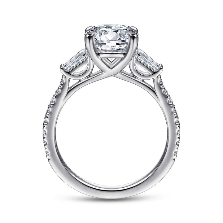 Gabriel & Co. ER14796R8W44JJ 14K White Gold Round 3 Stone Diamond Engagement Ring