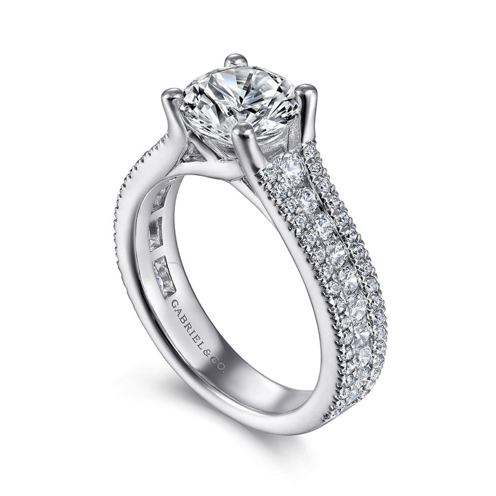 Gabriel & Co. ER14890R6W44JJ 14K White Gold Round Diamond Engagement Ring