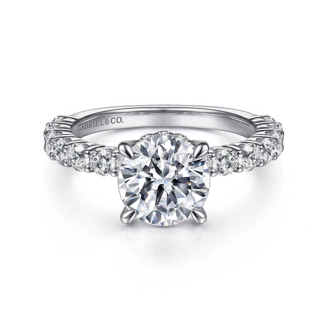 Gabriel & Co. ER14893R8W44JJ 14K White Gold Round Diamond Engagement Ring