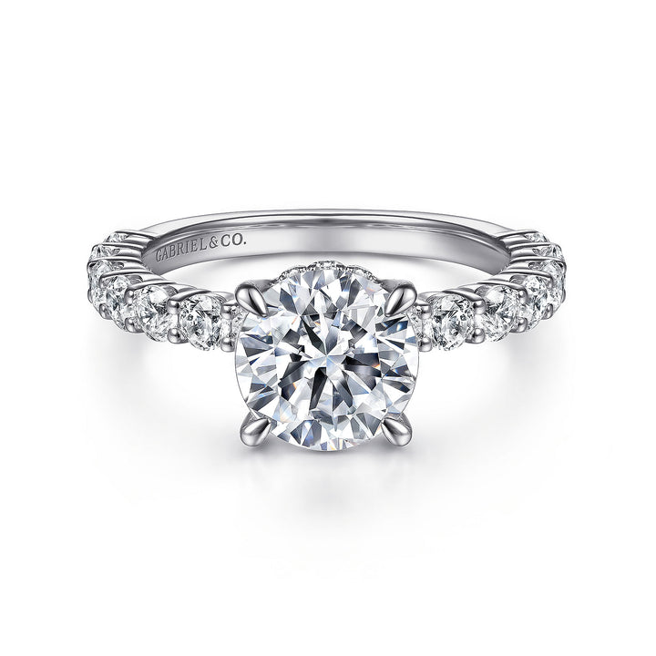 Gabriel & Co. ER14893R8W44JJ 14K White Gold Round Diamond Engagement Ring