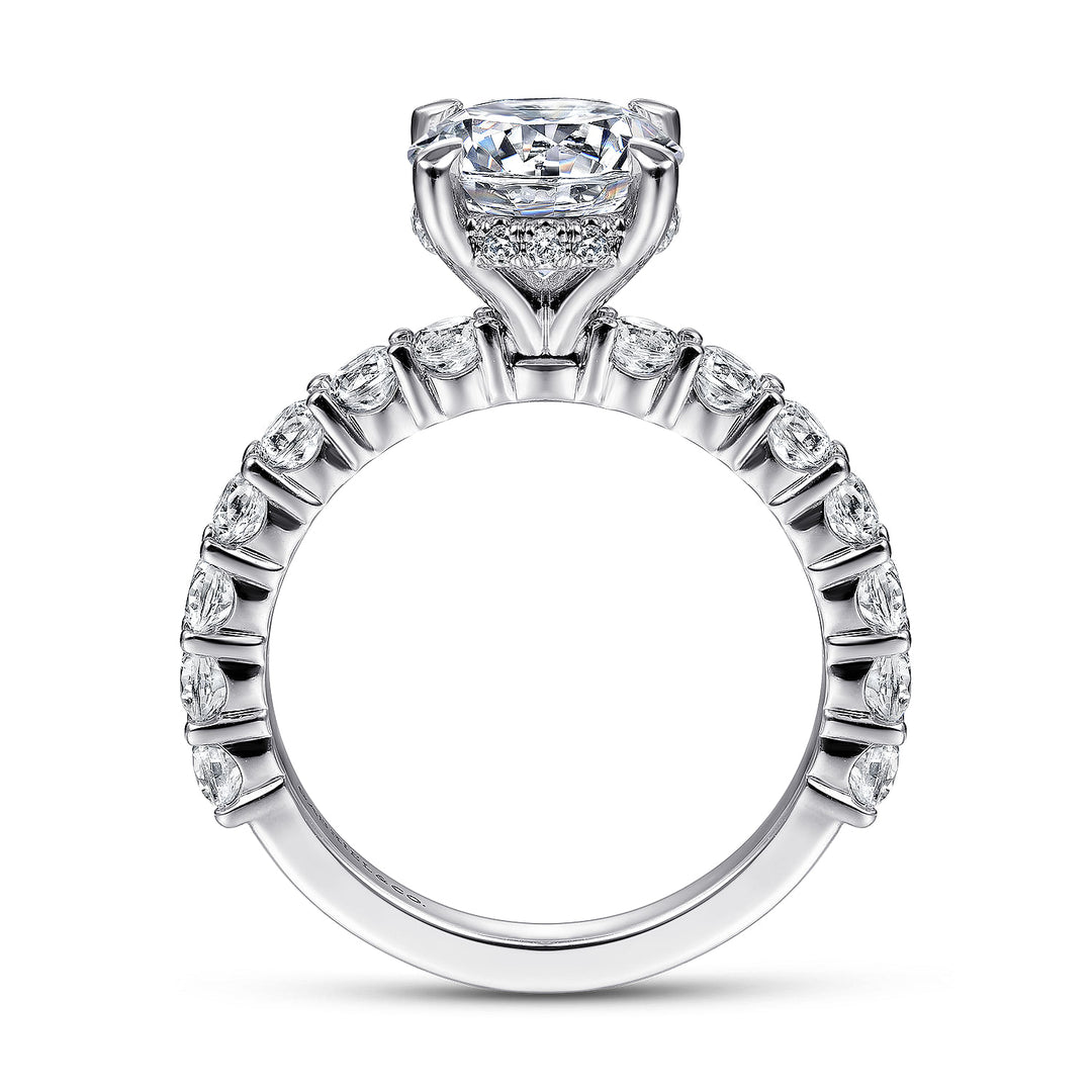 Gabriel & Co. ER14893R8W44JJ 14K White Gold Round Diamond Engagement Ring