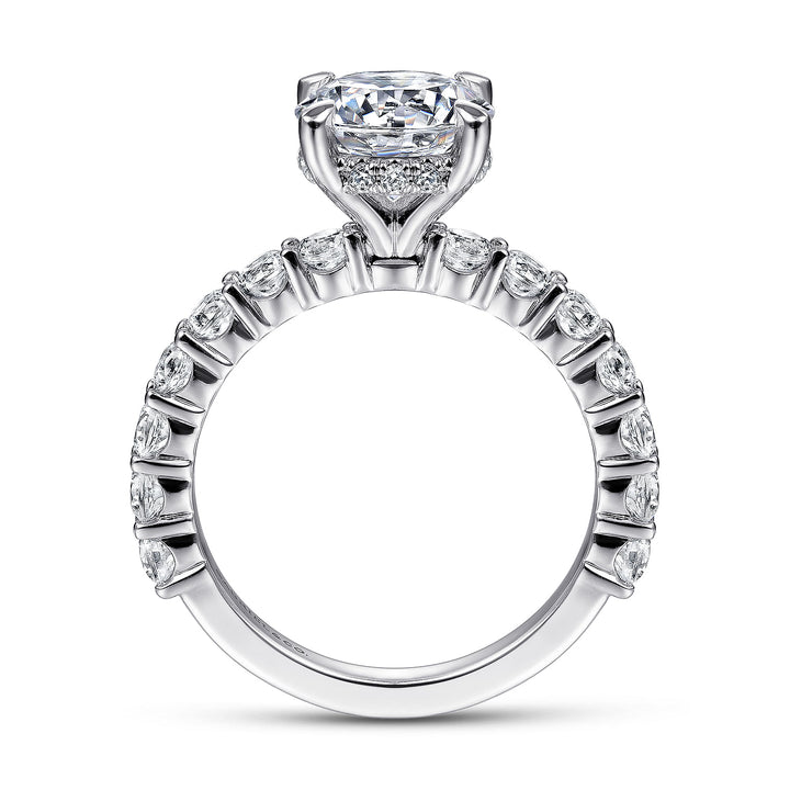 Gabriel & Co. ER14893R8W44JJ 14K White Gold Round Diamond Engagement Ring