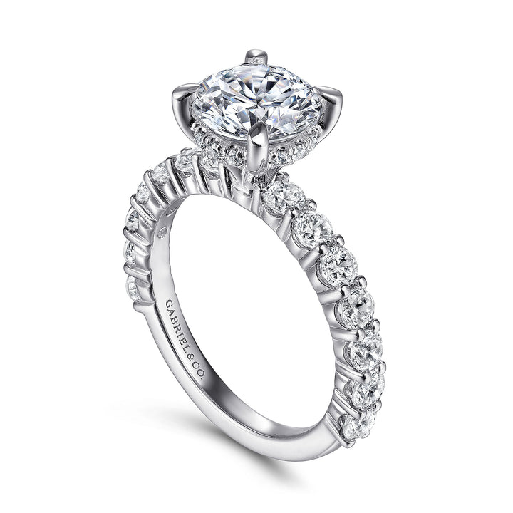 Gabriel & Co. ER14893R8W44JJ 14K White Gold Round Diamond Engagement Ring