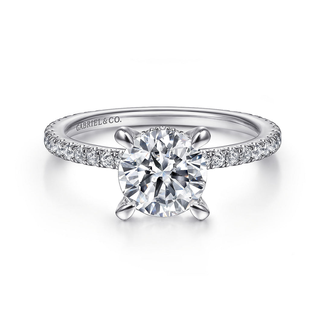 Gabriel & Co. ER14914R5W44JJ 14K White Gold Round Diamond Engagement Ring