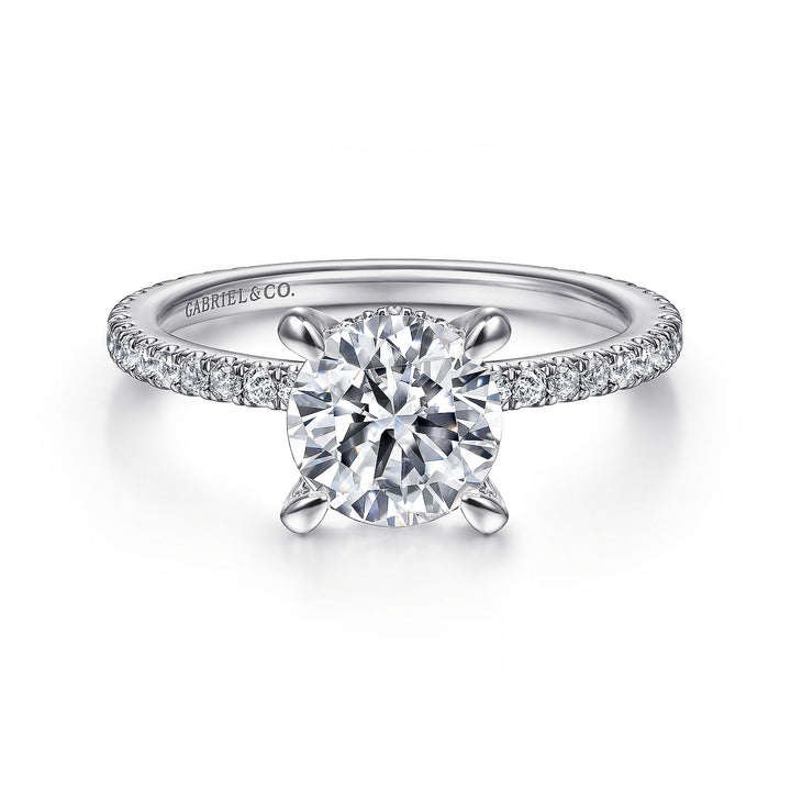Gabriel & Co. ER14914R5W44JJ 14K White Gold Round Diamond Engagement Ring
