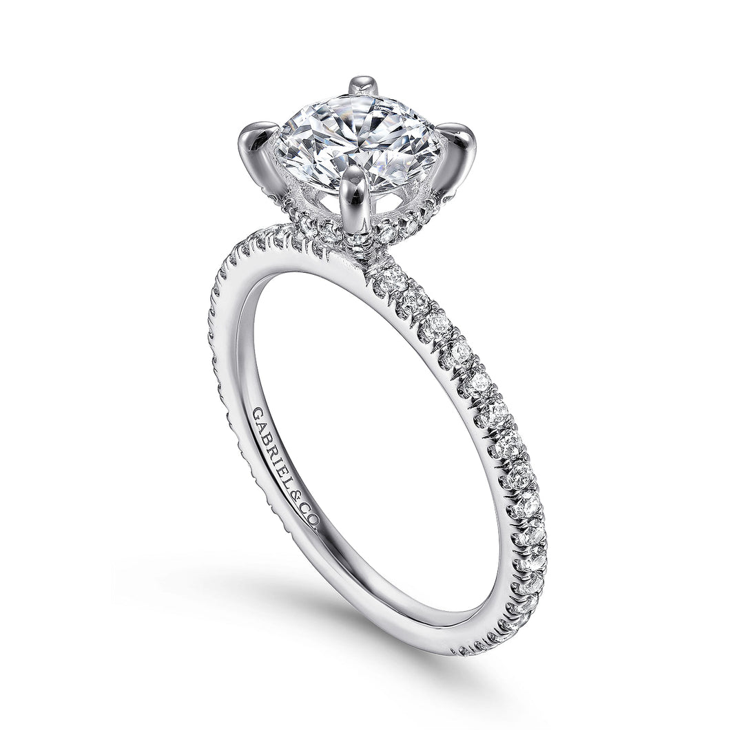 Gabriel & Co. ER14914R5W44JJ 14K White Gold Round Diamond Engagement Ring