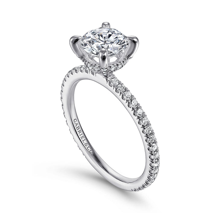 Gabriel & Co. ER14914R5W44JJ 14K White Gold Round Diamond Engagement Ring
